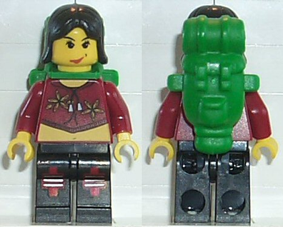 LEGO Minifigure-Xtreme Stunts Sky Lane, Black Female Hair, Green Backpack with Sleeping Bag-Island Xtreme Stunts-IXS012-Creative Brick Builders